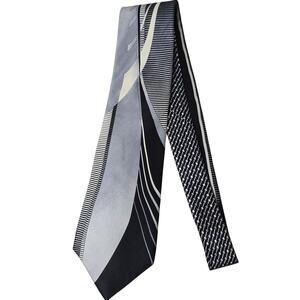 VTG Vitaliano Pancaldi Tie Gray/Black Geometric Art Silk LUXURY Tie ITALY